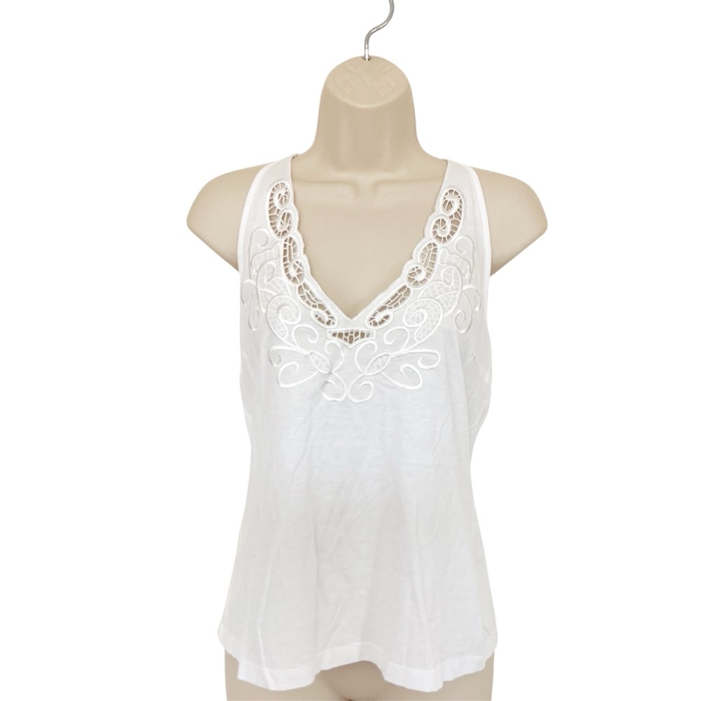 NWT New York & Company White Eyelet Halter Top Festival Size Large - Picture 2 of 7